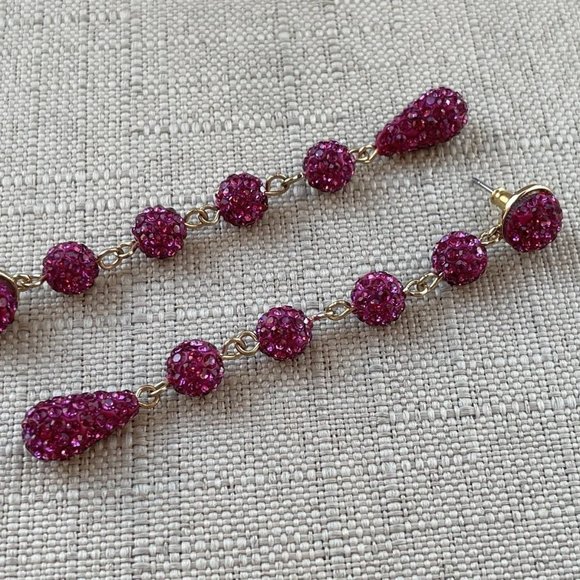 Valentine’s Gift Women Earring Deep Pink Drop Down Ear Jewelry - Picture 12 of 12